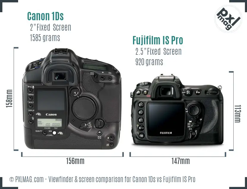 Canon 1Ds vs Fujifilm IS Pro Screen and Viewfinder comparison