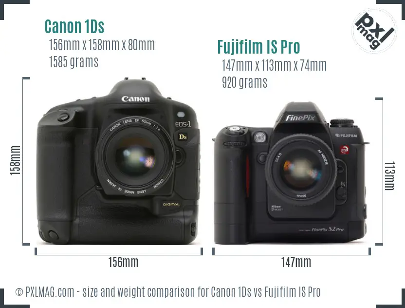 Canon 1Ds vs Fujifilm IS Pro size comparison