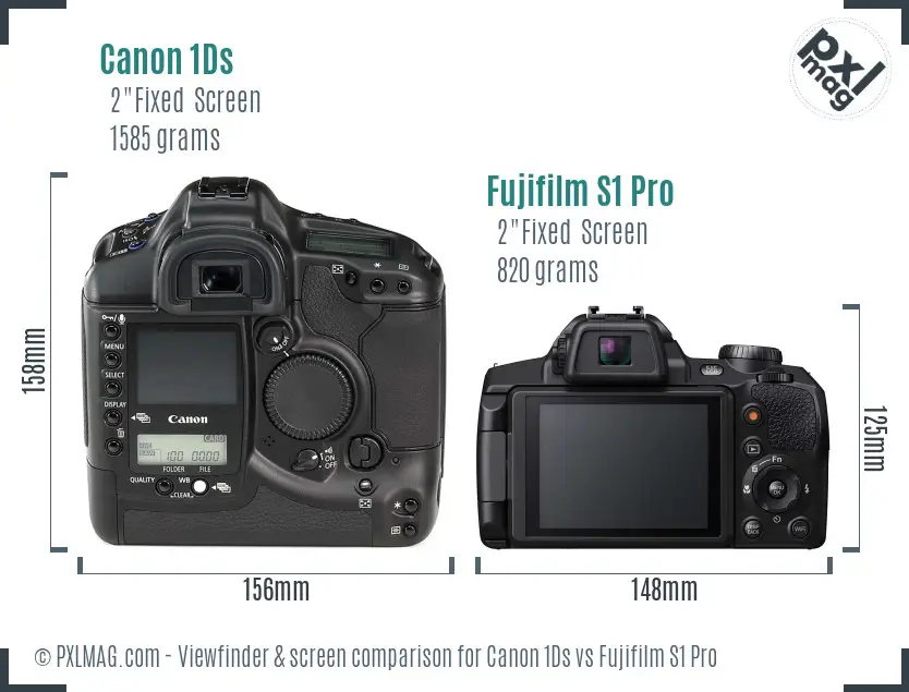 Canon 1Ds vs Fujifilm S1 Pro Screen and Viewfinder comparison