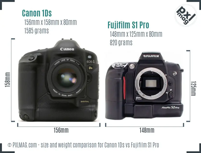 Canon 1Ds vs Fujifilm S1 Pro size comparison