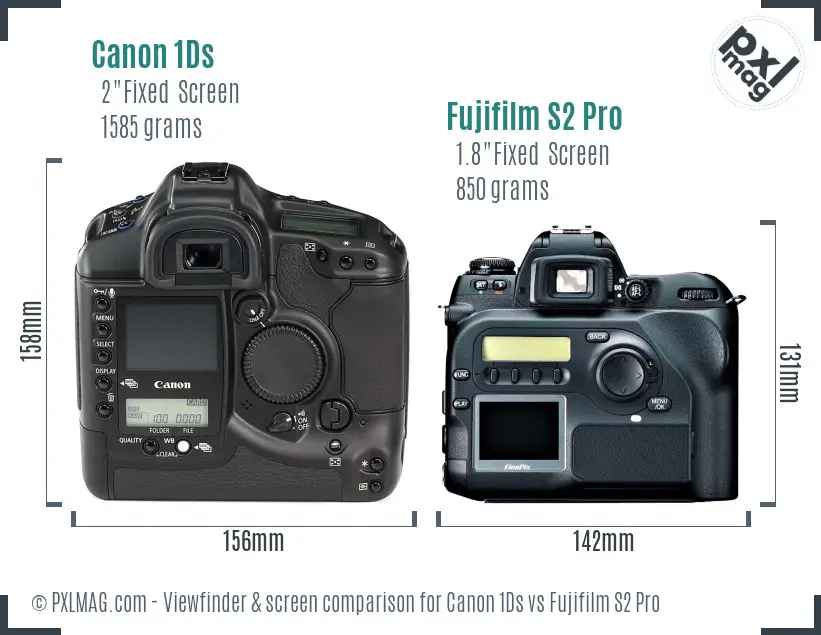Canon 1Ds vs Fujifilm S2 Pro Screen and Viewfinder comparison