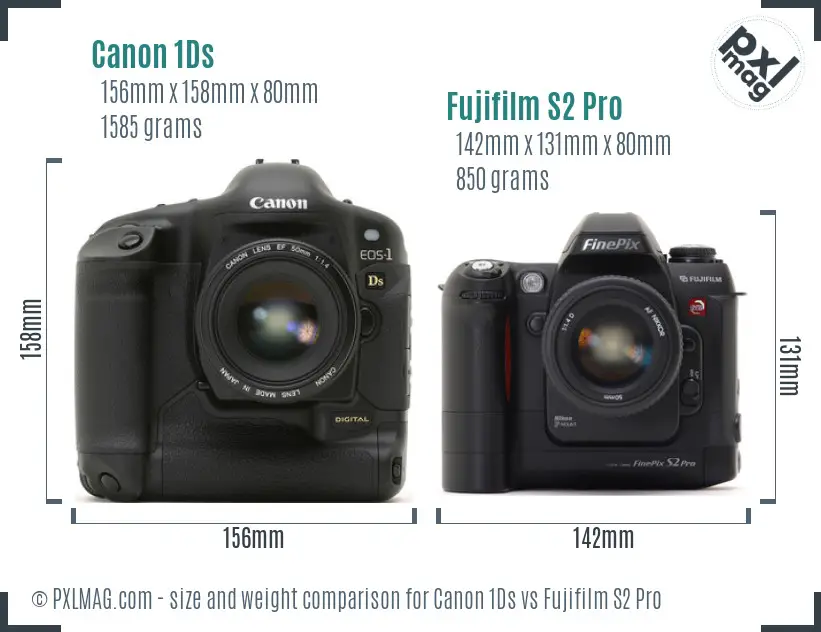 Canon 1Ds vs Fujifilm S2 Pro size comparison