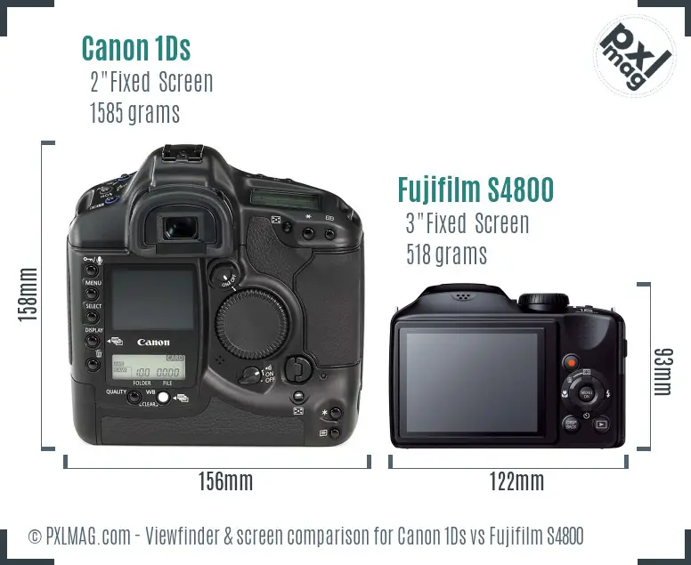 Canon 1Ds vs Fujifilm S4800 Screen and Viewfinder comparison Canon 1Ds vs Fujifilm S4800 Screen and Viewfinder comparison