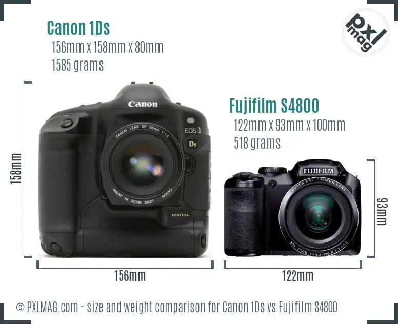 Canon 1Ds vs Fujifilm S4800 size comparison Canon 1Ds vs Fujifilm S4800 size comparison