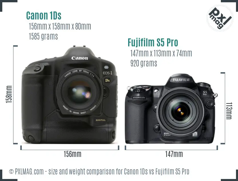 Canon 1Ds vs Fujifilm S5 Pro size comparison