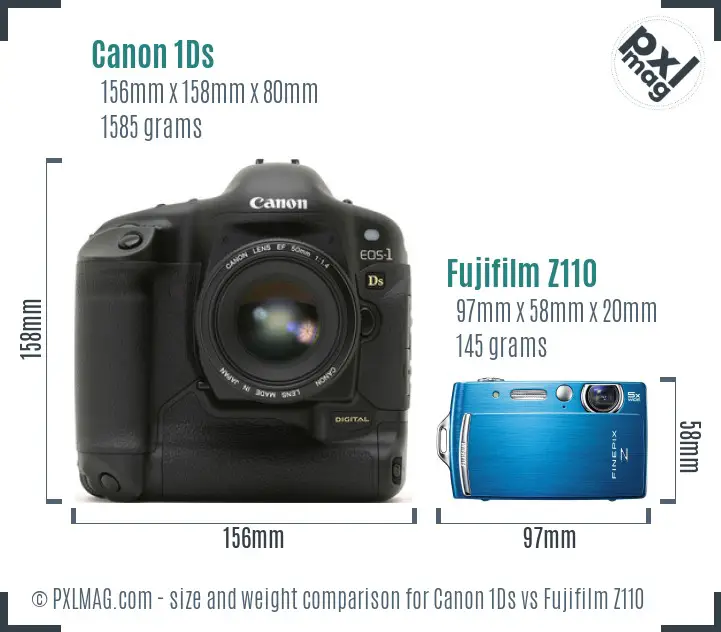 Canon 1Ds vs Fujifilm Z110 size comparison
