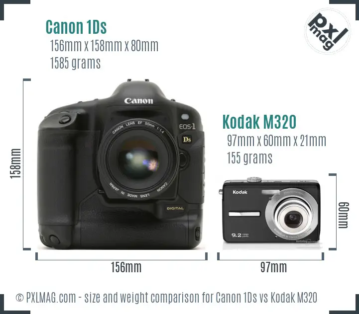 Canon 1Ds vs Kodak M320 size comparison