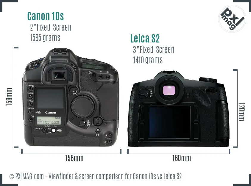 Canon 1Ds vs Leica S2 Screen and Viewfinder comparison