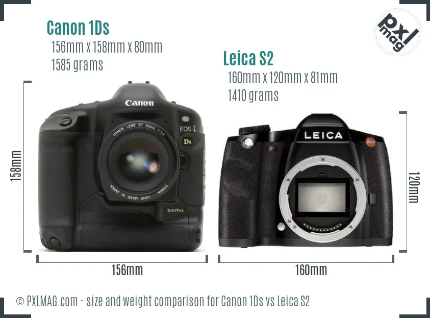 Canon 1Ds vs Leica S2 size comparison