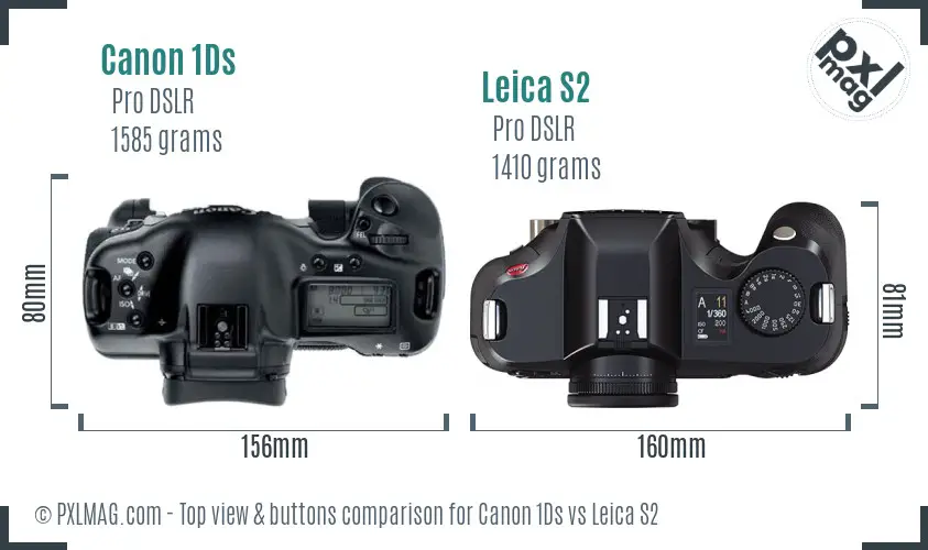 Canon 1Ds vs Leica S2 top view buttons comparison
