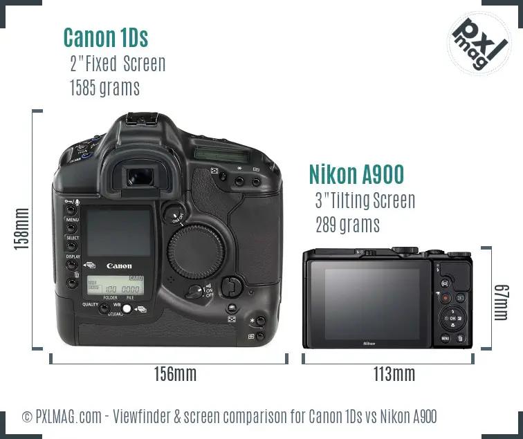 Canon 1Ds vs Nikon A900 Screen and Viewfinder comparison