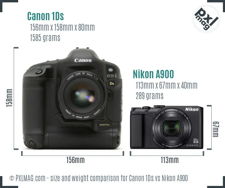 Canon 1Ds vs Nikon A900 size comparison