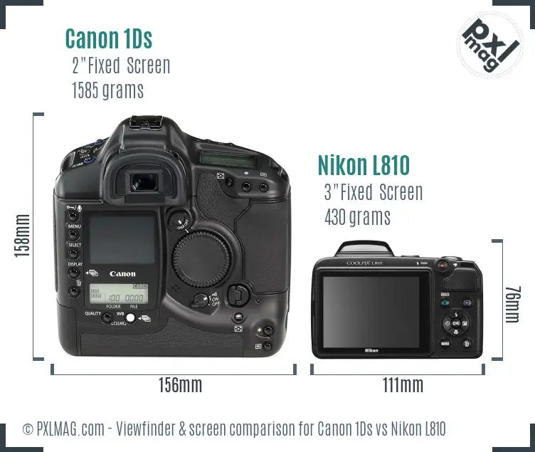 Canon 1Ds vs Nikon L810 Screen and Viewfinder comparison