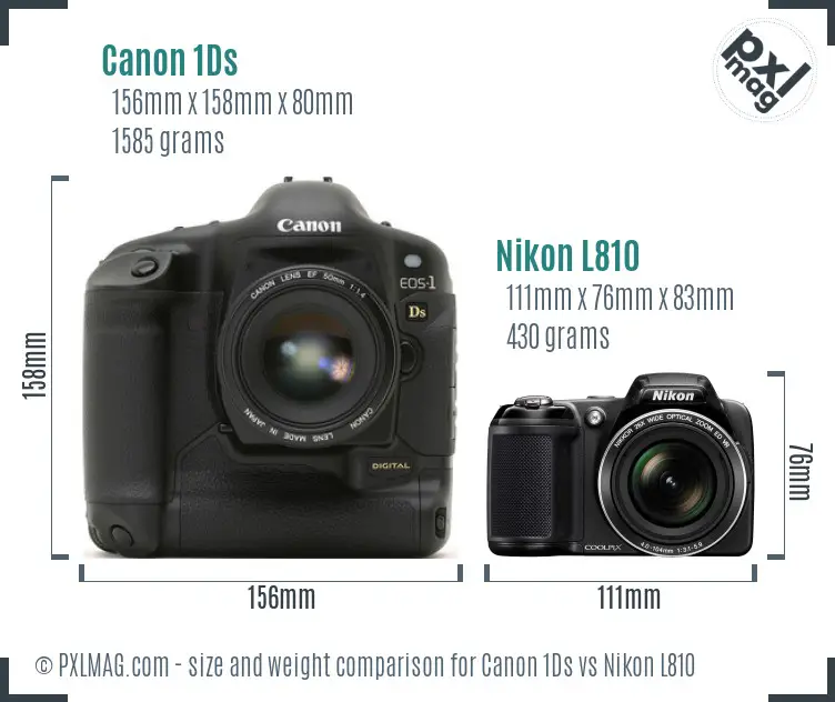 Canon 1Ds vs Nikon L810 size comparison