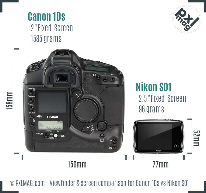 Canon 1Ds vs Nikon S01 Screen and Viewfinder comparison