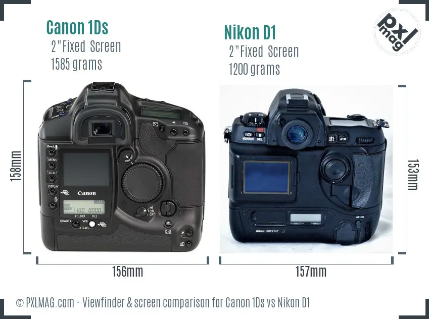 Canon 1Ds vs Nikon D1 Screen and Viewfinder comparison