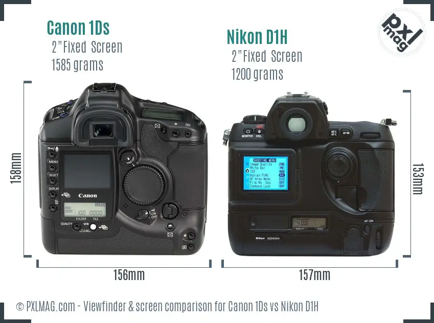 Canon 1Ds vs Nikon D1H Screen and Viewfinder comparison