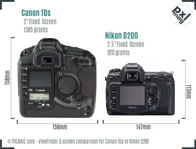 Canon 1Ds vs Nikon D200 Screen and Viewfinder comparison Canon 1Ds vs Nikon D200 Screen and Viewfinder comparison