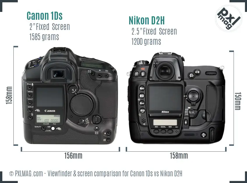 Canon 1Ds vs Nikon D2H Screen and Viewfinder comparison