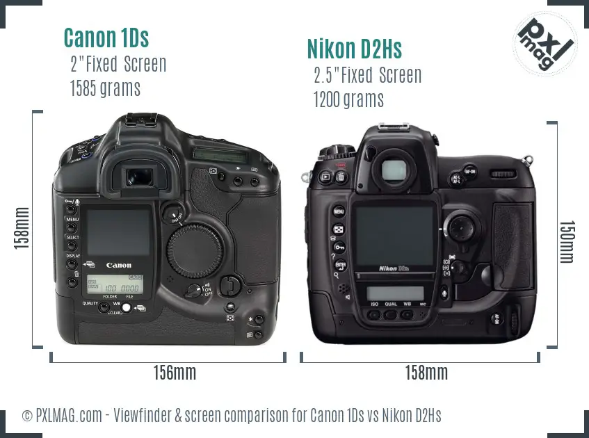 Canon 1Ds vs Nikon D2Hs Screen and Viewfinder comparison