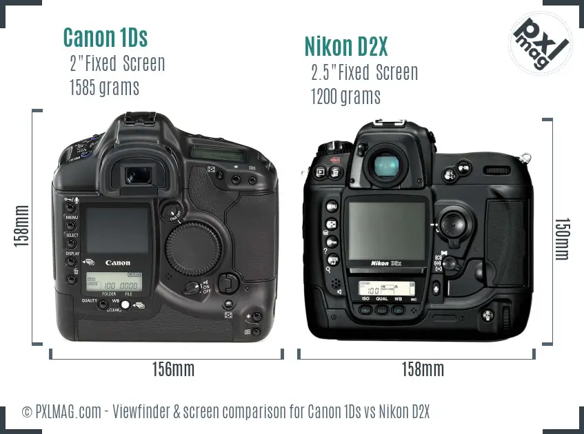 Canon 1Ds vs Nikon D2X Screen and Viewfinder comparison