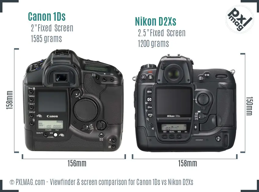 Canon 1Ds vs Nikon D2Xs Screen and Viewfinder comparison