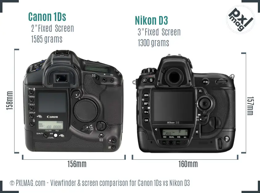 Canon 1Ds vs Nikon D3 Screen and Viewfinder comparison