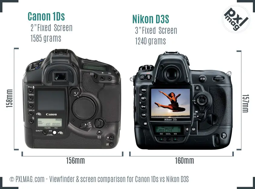 Canon 1Ds vs Nikon D3S Screen and Viewfinder comparison