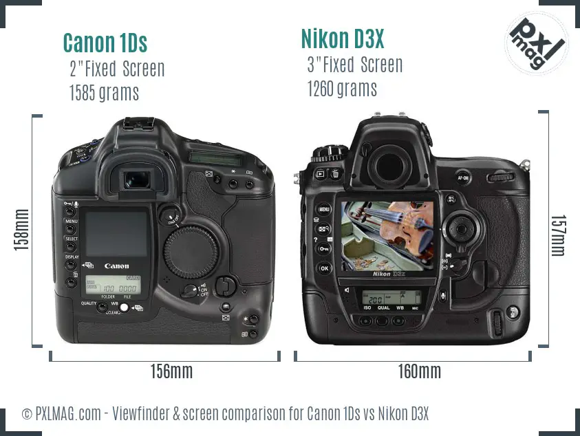 Canon 1Ds vs Nikon D3X Screen and Viewfinder comparison