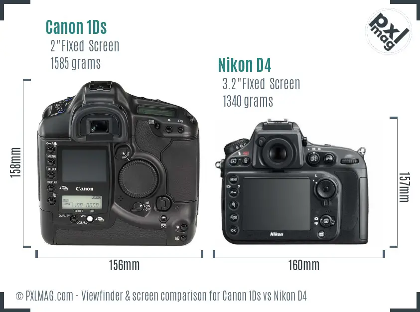 Canon 1Ds vs Nikon D4 Screen and Viewfinder comparison