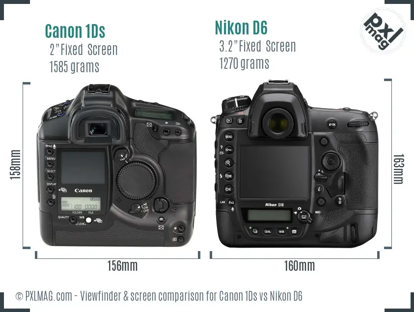 Canon 1Ds vs Nikon D6 Screen and Viewfinder comparison