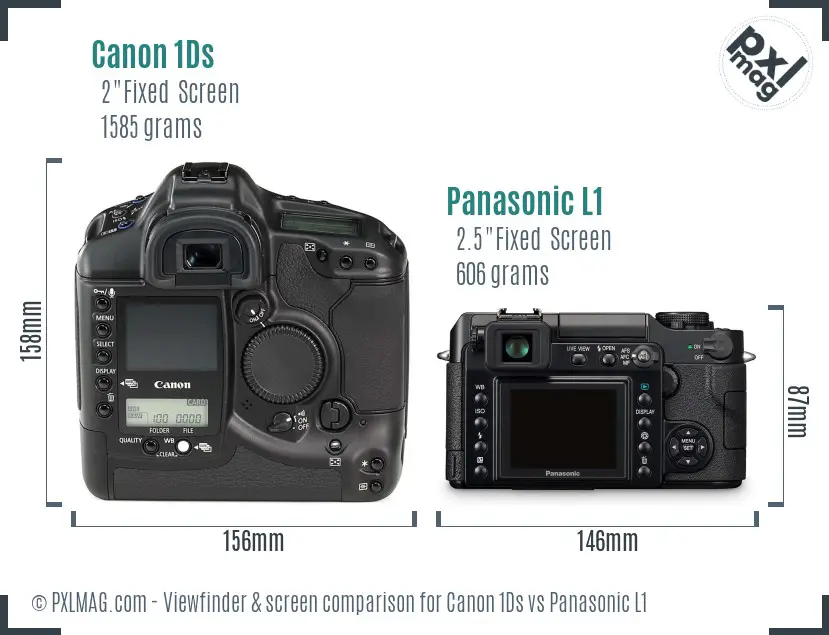 Canon 1Ds vs Panasonic L1 Screen and Viewfinder comparison