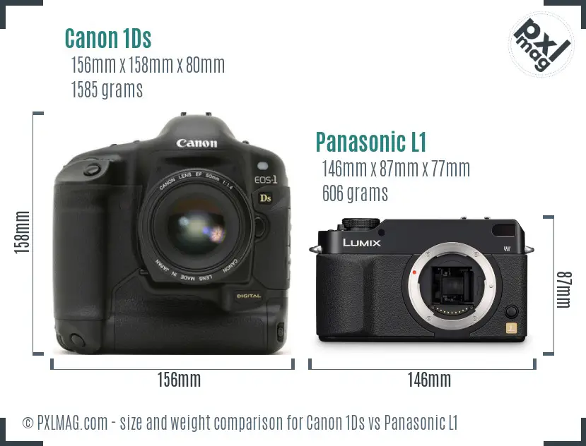 Canon 1Ds vs Panasonic L1 size comparison
