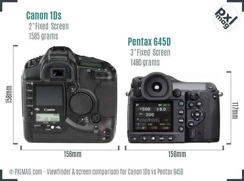 Canon 1Ds vs Pentax 645D Screen and Viewfinder comparison