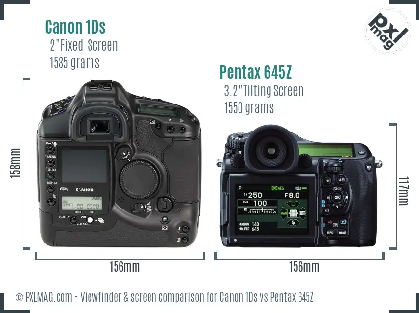 Canon 1Ds vs Pentax 645Z Screen and Viewfinder comparison