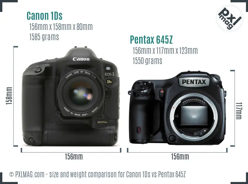 Canon 1Ds vs Pentax 645Z size comparison
