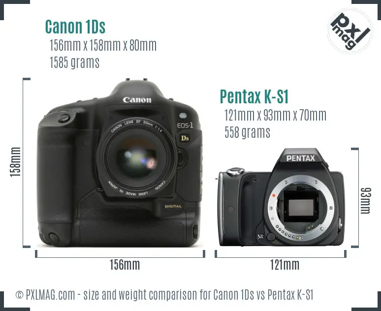 Canon 1Ds vs Pentax K-S1 size comparison