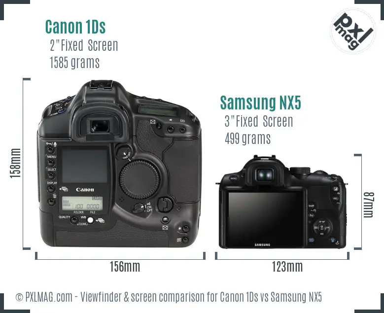 Canon 1Ds vs Samsung NX5 Screen and Viewfinder comparison