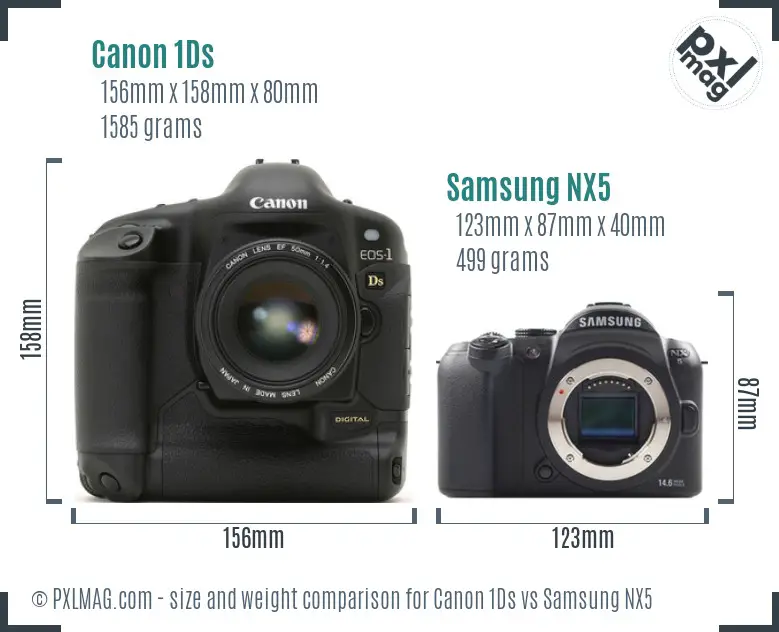 Canon 1Ds vs Samsung NX5 size comparison