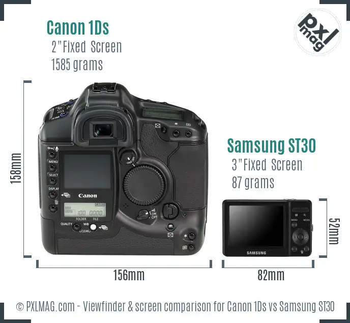 Canon 1Ds vs Samsung ST30 Screen and Viewfinder comparison