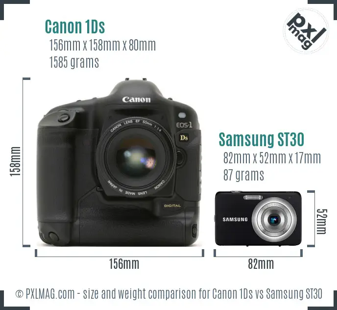 Canon 1Ds vs Samsung ST30 size comparison