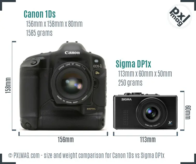 Canon 1Ds vs Sigma DP1x size comparison