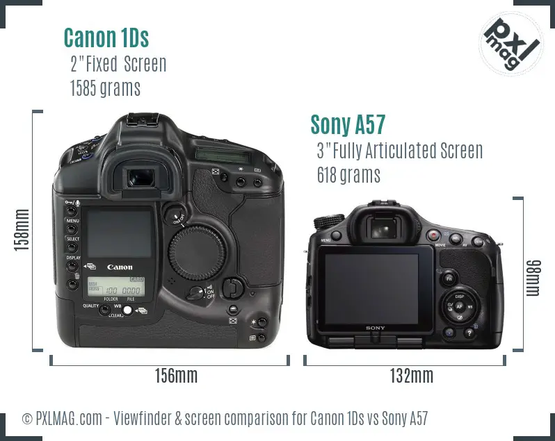 Canon 1Ds vs Sony A57 Screen and Viewfinder comparison