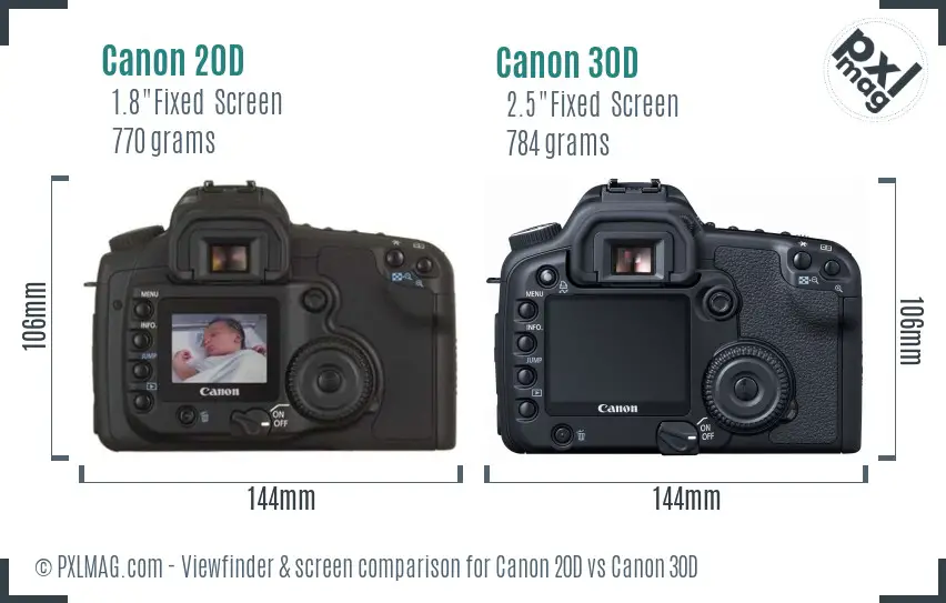 Canon 20D vs Canon 30D Screen and Viewfinder comparison