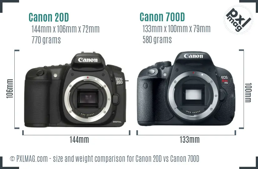 Canon 20D vs Canon 700D size comparison Canon 20D vs Canon 700D size comparison
