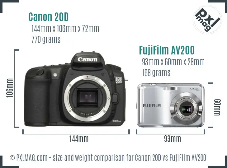 Canon 20D vs FujiFilm AV200 size comparison Canon 20D vs FujiFilm AV200 size comparison