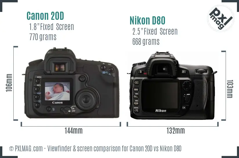 Canon 20D vs Nikon D80 Screen and Viewfinder comparison Canon 20D vs Nikon D80 Screen and Viewfinder comparison