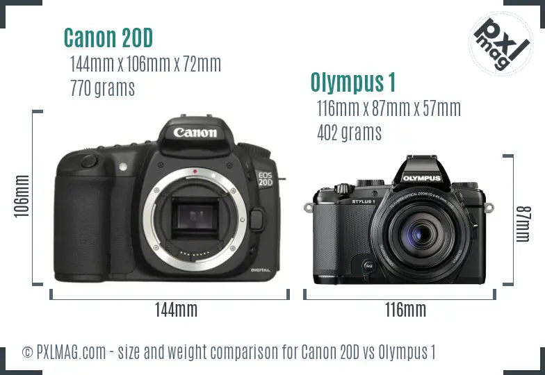 Canon 20D vs Olympus 1 size comparison