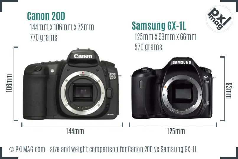 Canon 20D vs Samsung GX-1L size comparison