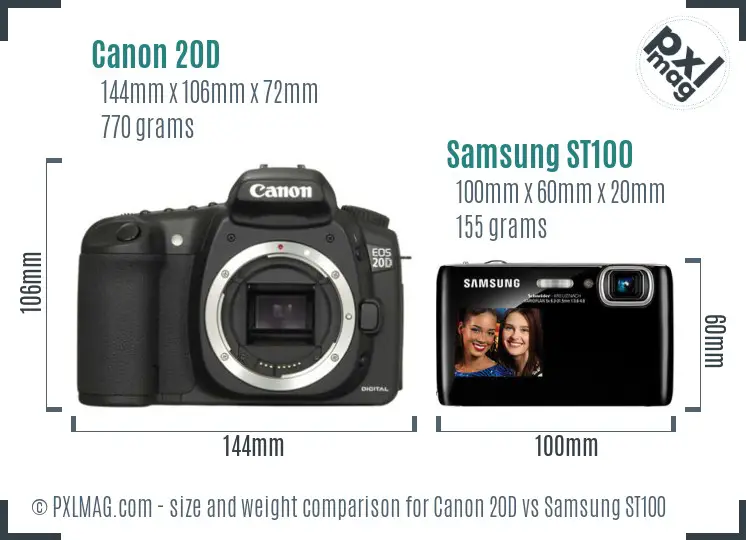 Canon 20D vs Samsung ST100 size comparison